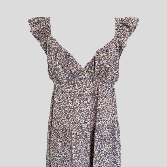 NWT English Factory Floral Ruffle Sleeve Maxi Dress in Ivory Multi - Picture 3 of 16